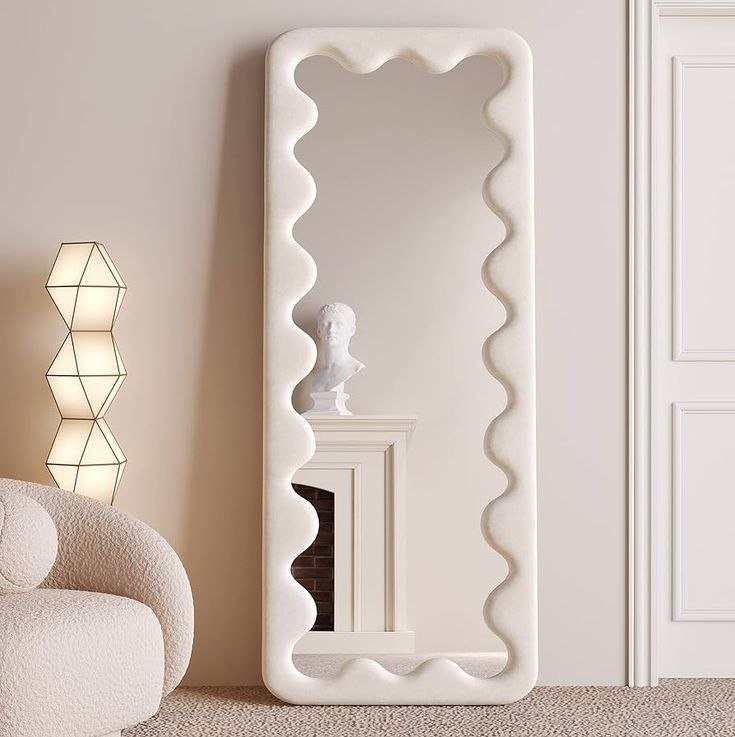 m-014_1 Miroir Vague Crème Élégant – Image 1