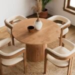 Table Ronde Colonne Hêtre